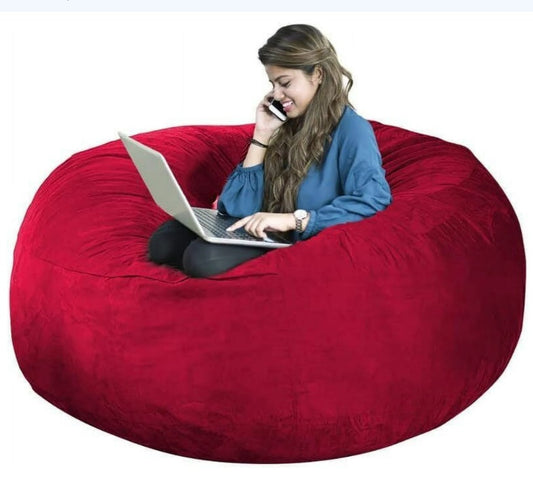 Bean Bag Chair, Oversize Bean Bag Chair for Adults, Comfy Chair Bean Bag Couch Lounge Sofa Loveseat Furniture | Red Suede