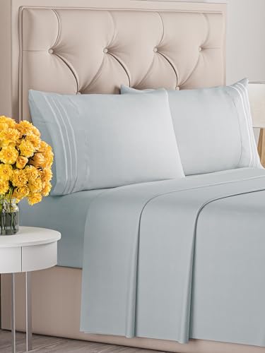 Queen Size 4 Piece Sheet Set - Comfy Breathable & Cooling Sheets - Hotel Luxury Bed Sheets for Women & Men - Deep Pockets, Easy-Fit, Extra Soft & Wrinkle Free Sheets - White Oeko-Tex Bed Sheet Set