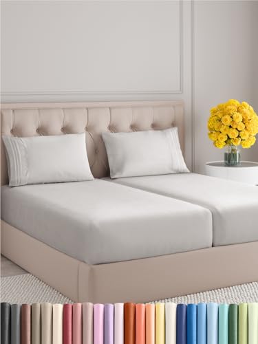 Queen Size 4 Piece Sheet Set - Comfy Breathable & Cooling Sheets - Hotel Luxury Bed Sheets for Women & Men - Deep Pockets, Easy-Fit, Extra Soft & Wrinkle Free Sheets - White Oeko-Tex Bed Sheet Set