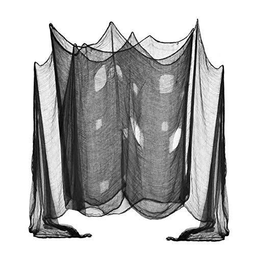 (48 x 240 in.) Halloween Creepy Cloth, Spooky Giant Cheese Cloth Tapestry for Halloween Party Supplies Decorations Outdoor Yard Home Wall Decor, Black