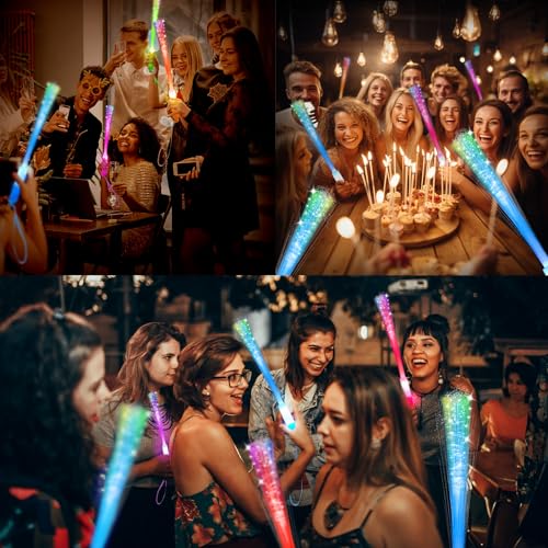 SHQDD28 PCS Glow Fiber Wands Sticks,LED Light Wands,Glow in the Dark Party Supplies,Fiber Optic Wands,LED Flashing Sticks,Fiber Optic Light Wand Stick for Party,Wedding,Halloween,New Year Party Favors