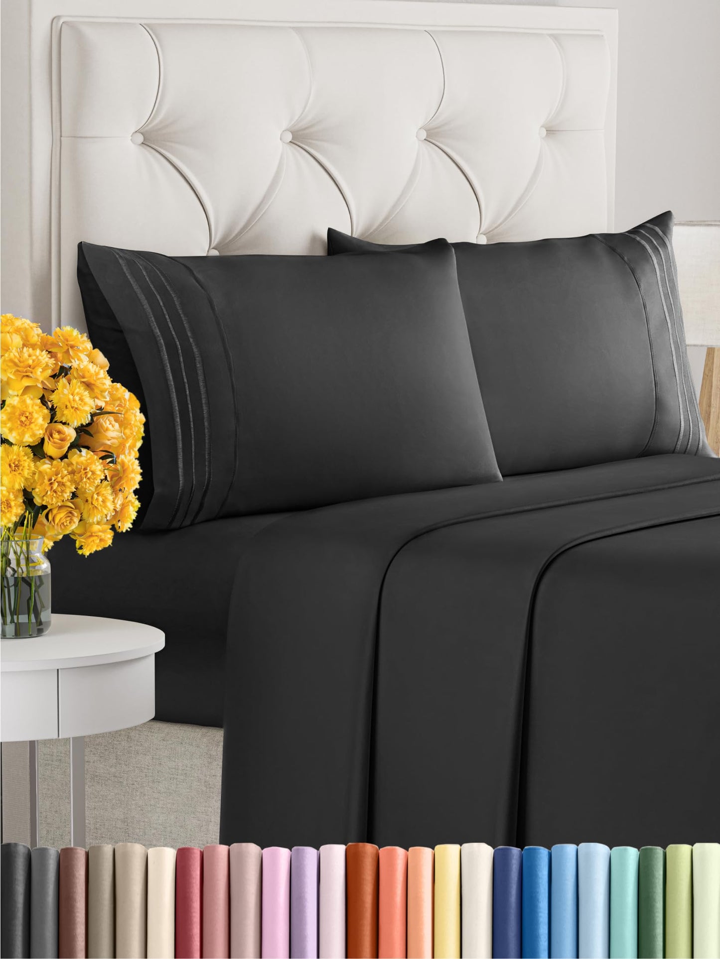 Queen Size 4 Piece Sheet Set - Comfy Breathable & Cooling Sheets - Hotel Luxury Bed Sheets for Women & Men - Deep Pockets, Easy-Fit, Extra Soft & Wrinkle Free Sheets - White Oeko-Tex Bed Sheet Set