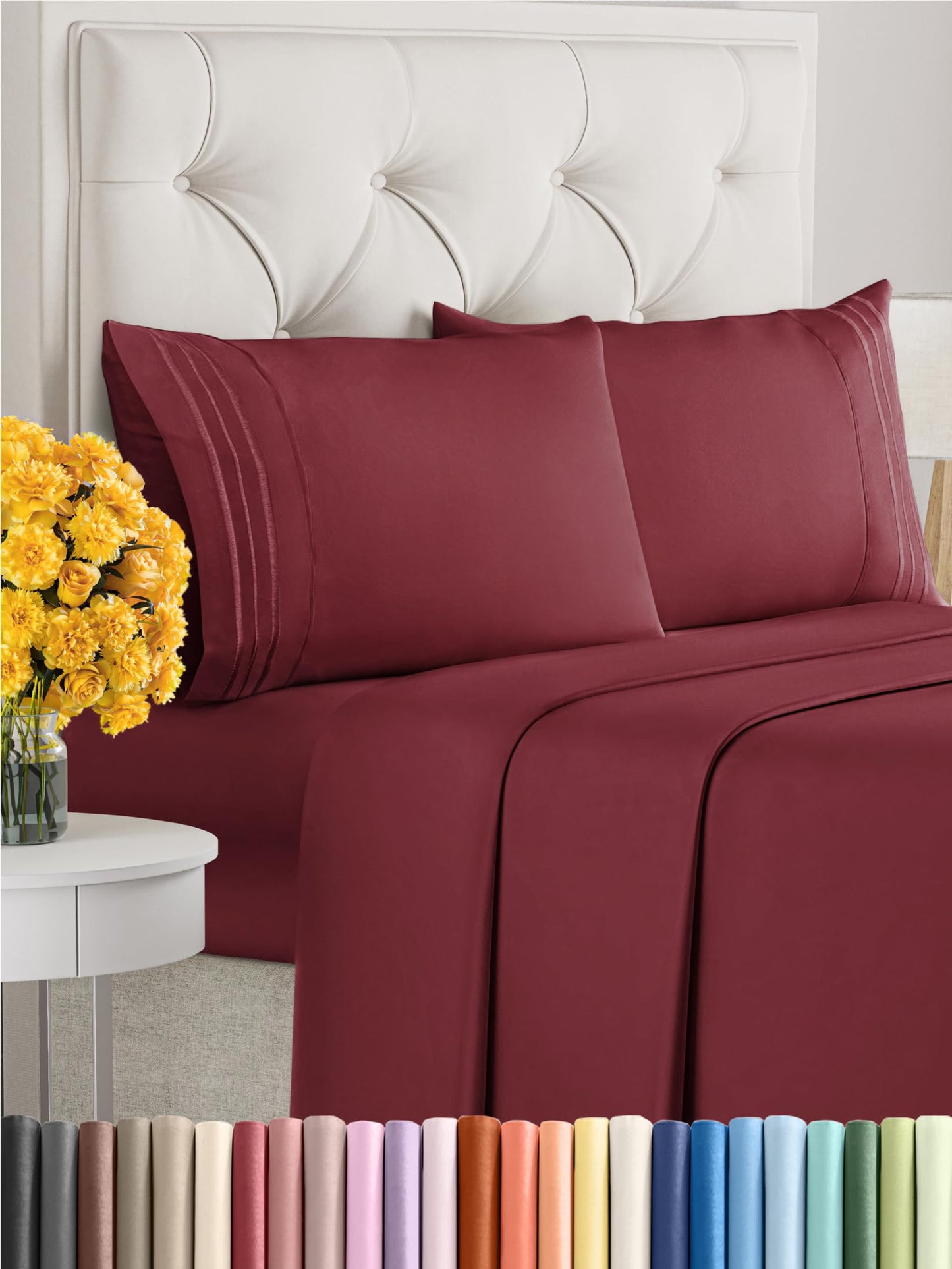 Queen Size 4 Piece Sheet Set - Comfy Breathable & Cooling Sheets - Hotel Luxury Bed Sheets for Women & Men - Deep Pockets, Easy-Fit, Extra Soft & Wrinkle Free Sheets - White Oeko-Tex Bed Sheet Set