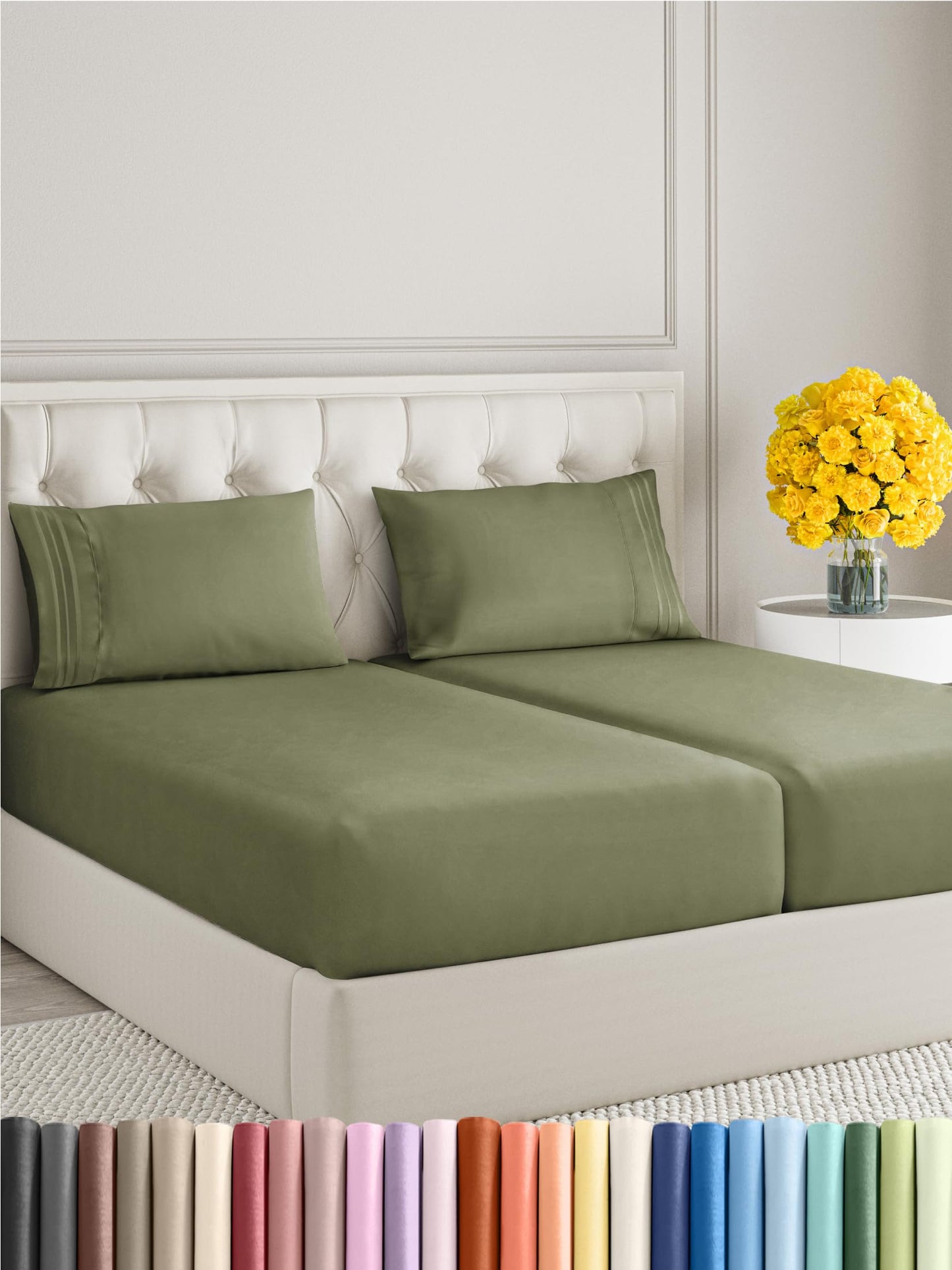 Queen Size 4 Piece Sheet Set - Comfy Breathable & Cooling Sheets - Hotel Luxury Bed Sheets for Women & Men - Deep Pockets, Easy-Fit, Extra Soft & Wrinkle Free Sheets - White Oeko-Tex Bed Sheet Set