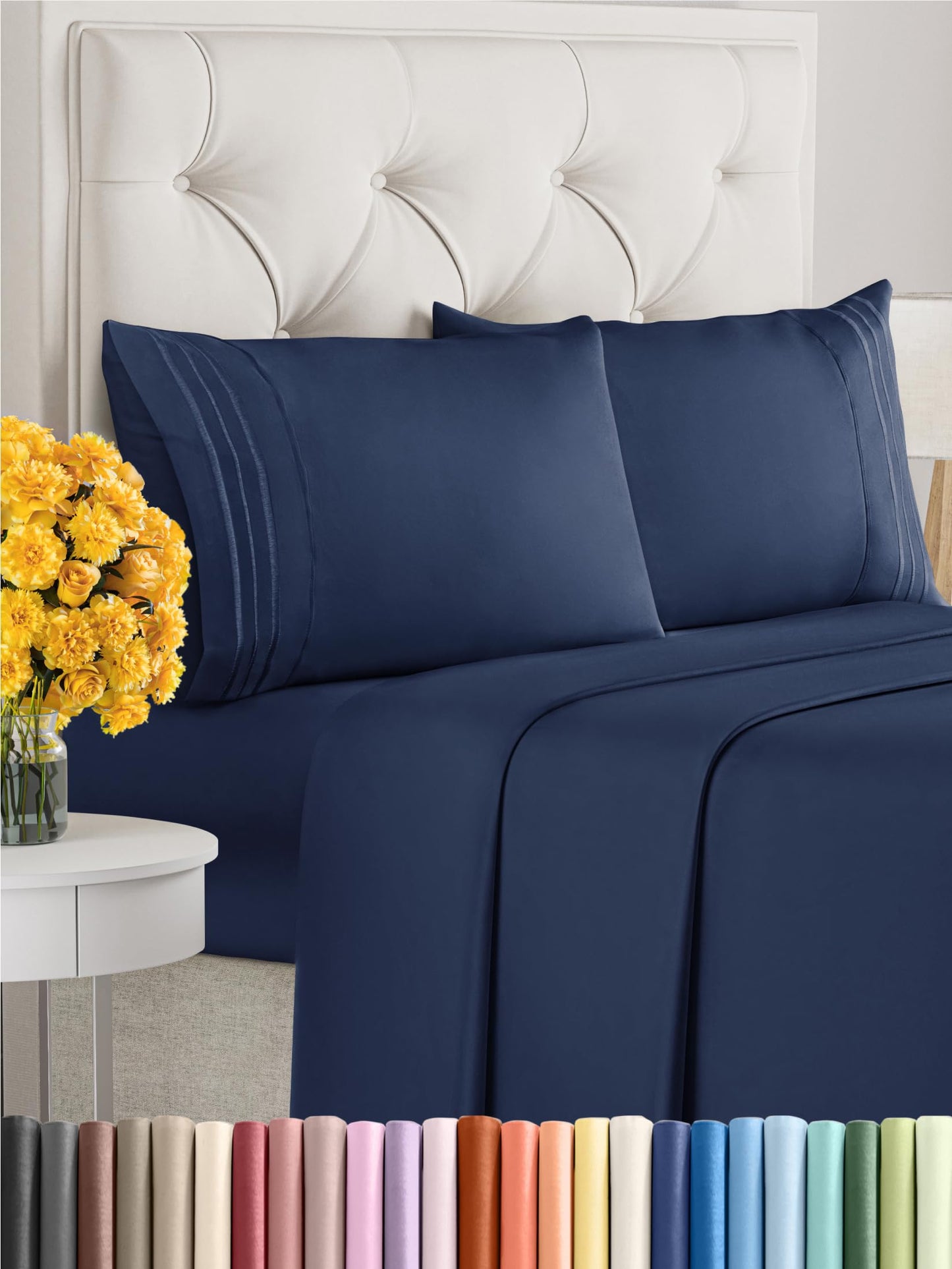 Queen Size 4 Piece Sheet Set - Comfy Breathable & Cooling Sheets - Hotel Luxury Bed Sheets for Women & Men - Deep Pockets, Easy-Fit, Extra Soft & Wrinkle Free Sheets - White Oeko-Tex Bed Sheet Set