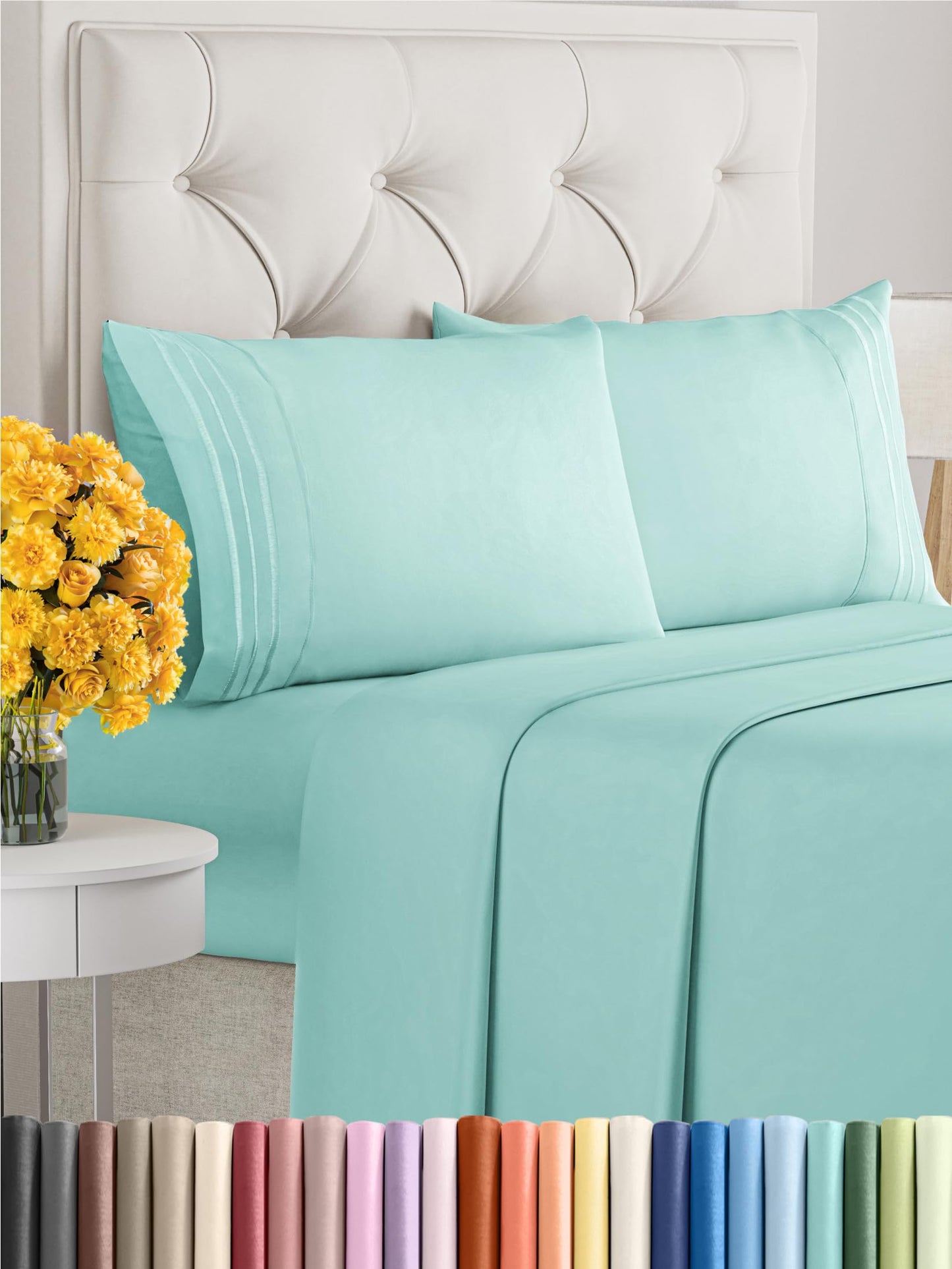 Queen Size 4 Piece Sheet Set - Comfy Breathable & Cooling Sheets - Hotel Luxury Bed Sheets for Women & Men - Deep Pockets, Easy-Fit, Extra Soft & Wrinkle Free Sheets - White Oeko-Tex Bed Sheet Set