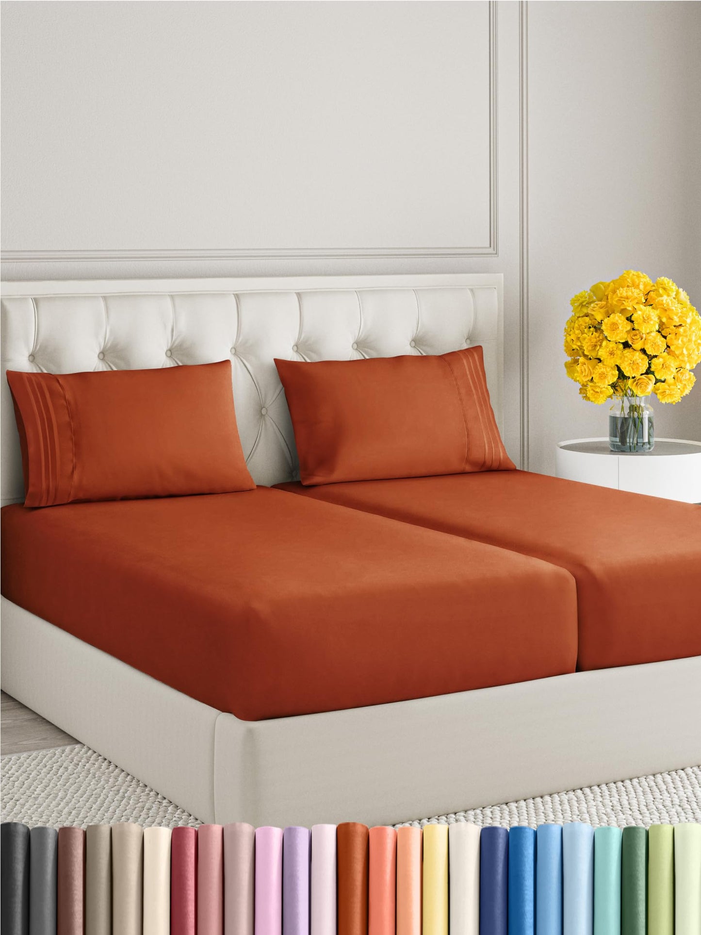 Queen Size 4 Piece Sheet Set - Comfy Breathable & Cooling Sheets - Hotel Luxury Bed Sheets for Women & Men - Deep Pockets, Easy-Fit, Extra Soft & Wrinkle Free Sheets - White Oeko-Tex Bed Sheet Set