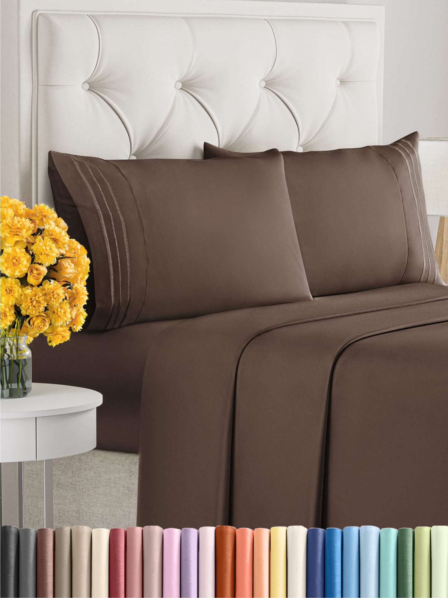 Queen Size 4 Piece Sheet Set - Comfy Breathable & Cooling Sheets - Hotel Luxury Bed Sheets for Women & Men - Deep Pockets, Easy-Fit, Extra Soft & Wrinkle Free Sheets - White Oeko-Tex Bed Sheet Set