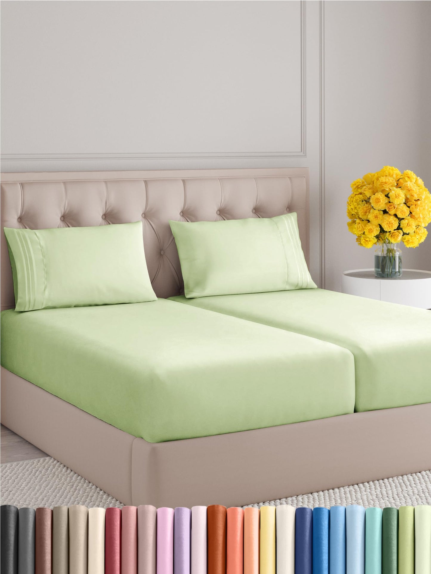 Queen Size 4 Piece Sheet Set - Comfy Breathable & Cooling Sheets - Hotel Luxury Bed Sheets for Women & Men - Deep Pockets, Easy-Fit, Extra Soft & Wrinkle Free Sheets - White Oeko-Tex Bed Sheet Set