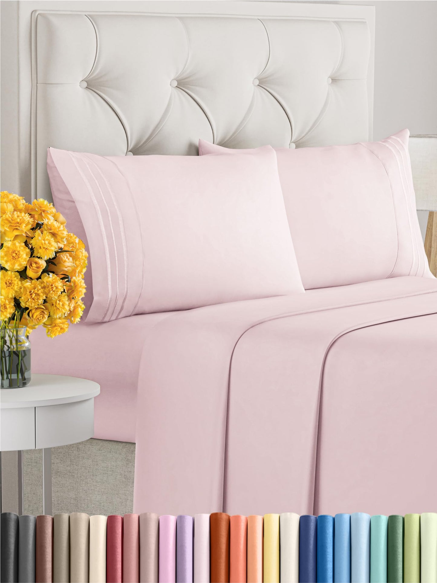 Queen Size 4 Piece Sheet Set - Comfy Breathable & Cooling Sheets - Hotel Luxury Bed Sheets for Women & Men - Deep Pockets, Easy-Fit, Extra Soft & Wrinkle Free Sheets - White Oeko-Tex Bed Sheet Set