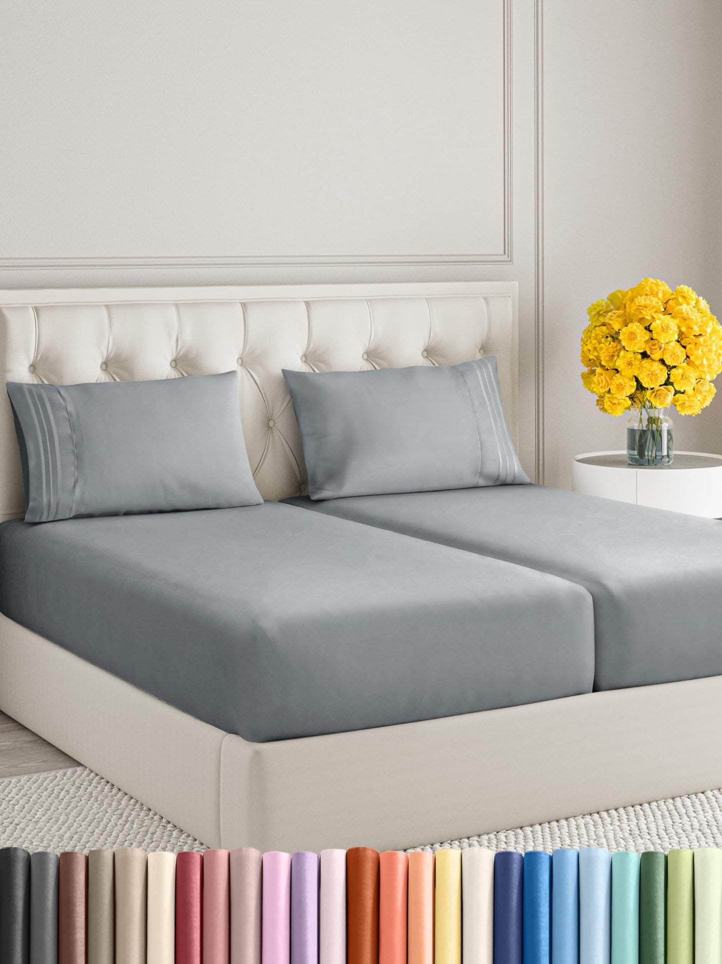 Queen Size 4 Piece Sheet Set - Comfy Breathable & Cooling Sheets - Hotel Luxury Bed Sheets for Women & Men - Deep Pockets, Easy-Fit, Extra Soft & Wrinkle Free Sheets - White Oeko-Tex Bed Sheet Set