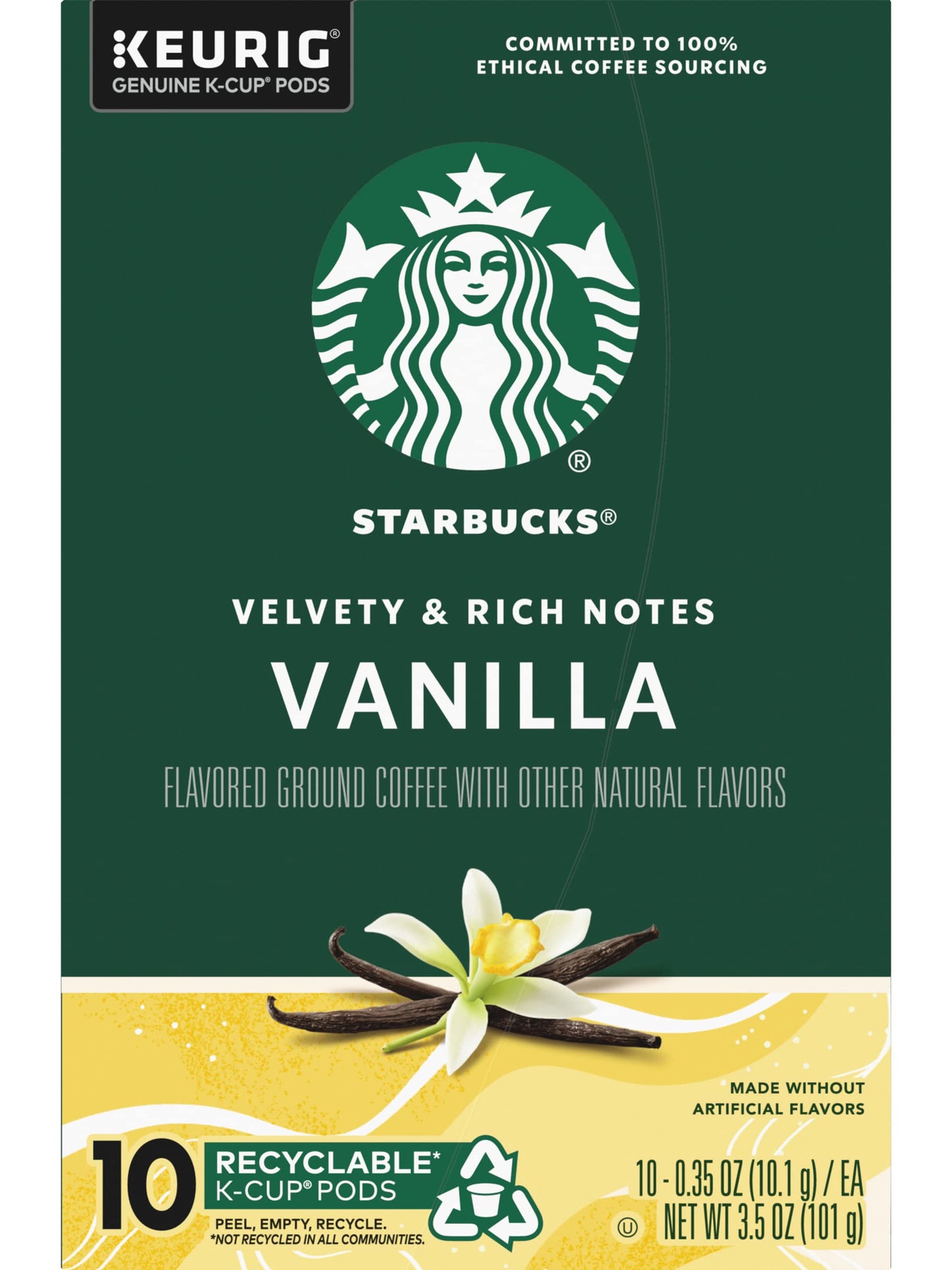 Starbucks K-Cup Coffee Pods, Naturally Flavored Coffee Variety Pack for Keurig Brewers, 100% Arabica, 1 Box (40 Pods)