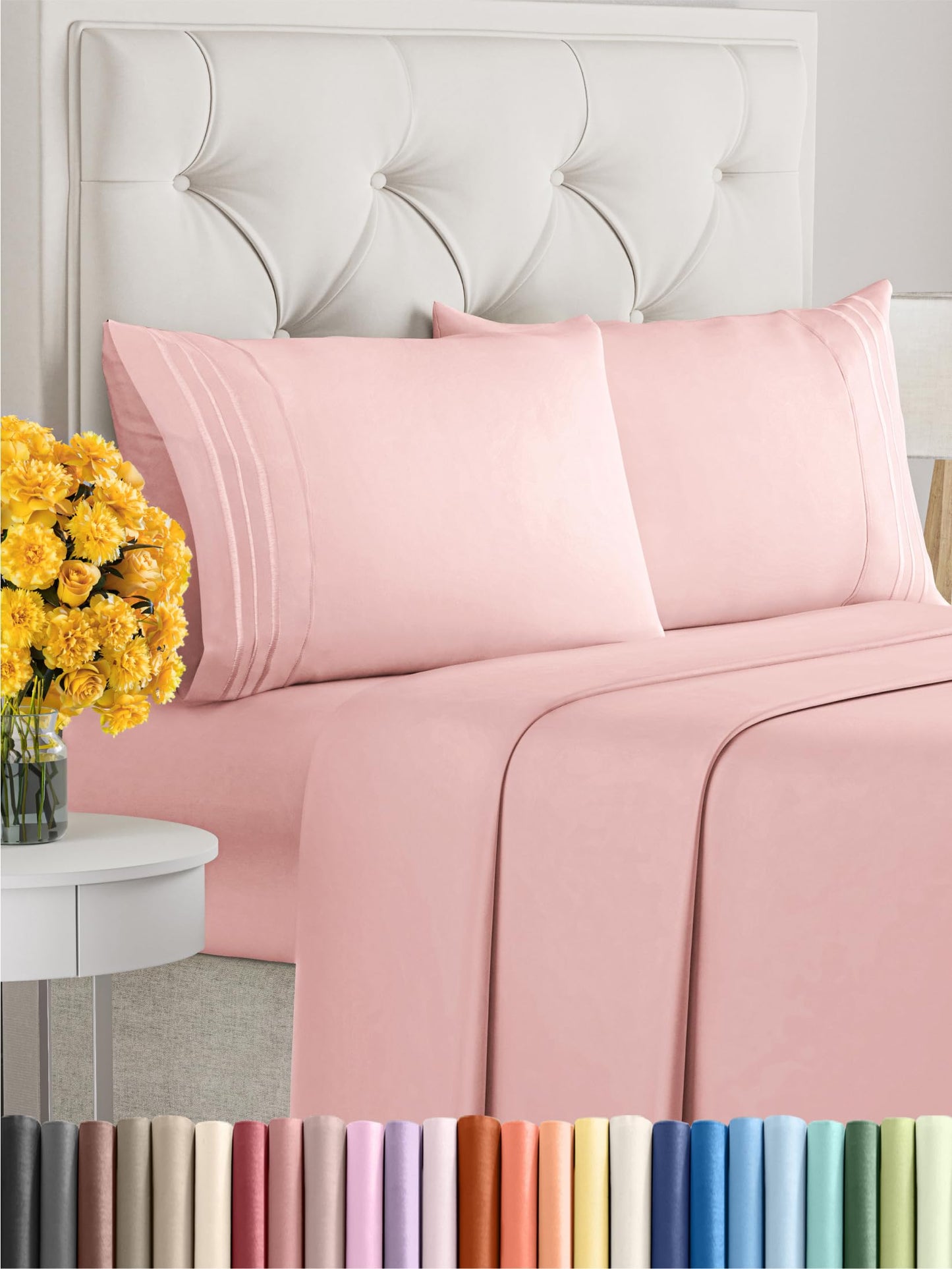 Queen Size 4 Piece Sheet Set - Comfy Breathable & Cooling Sheets - Hotel Luxury Bed Sheets for Women & Men - Deep Pockets, Easy-Fit, Extra Soft & Wrinkle Free Sheets - White Oeko-Tex Bed Sheet Set