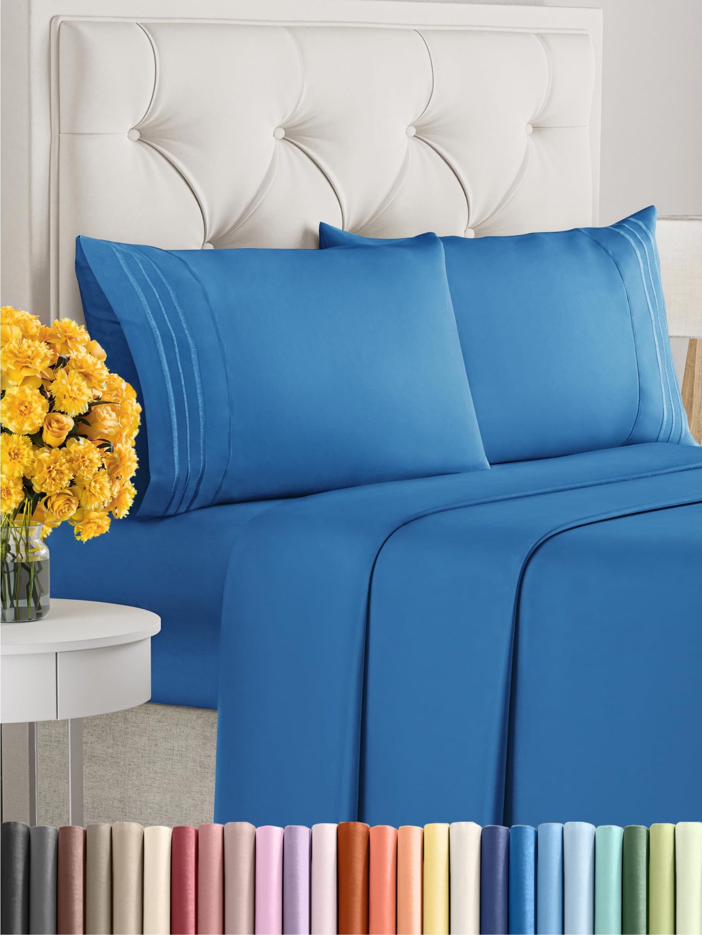 Queen Size 4 Piece Sheet Set - Comfy Breathable & Cooling Sheets - Hotel Luxury Bed Sheets for Women & Men - Deep Pockets, Easy-Fit, Extra Soft & Wrinkle Free Sheets - White Oeko-Tex Bed Sheet Set