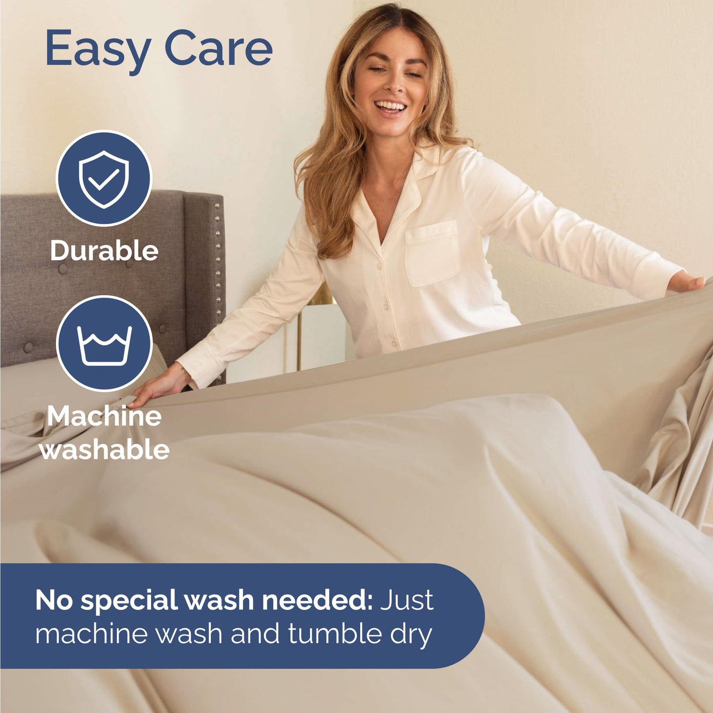 Queen Size 4 Piece Sheet Set - Comfy Breathable & Cooling Sheets - Hotel Luxury Bed Sheets for Women & Men - Deep Pockets, Easy-Fit, Extra Soft & Wrinkle Free Sheets - White Oeko-Tex Bed Sheet Set
