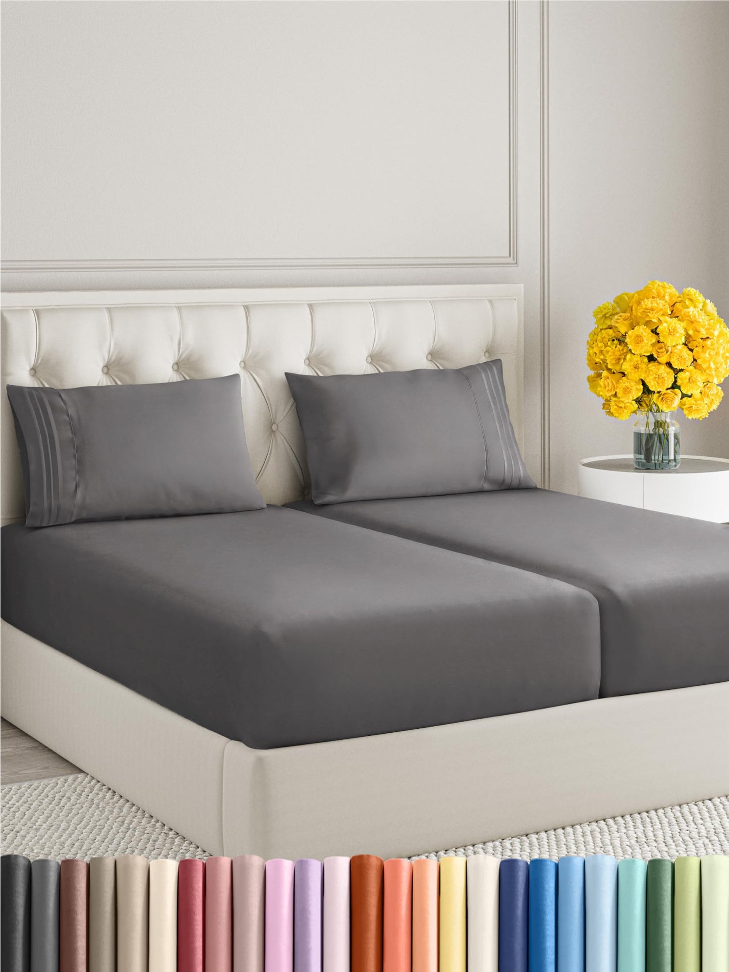 Queen Size 4 Piece Sheet Set - Comfy Breathable & Cooling Sheets - Hotel Luxury Bed Sheets for Women & Men - Deep Pockets, Easy-Fit, Extra Soft & Wrinkle Free Sheets - White Oeko-Tex Bed Sheet Set