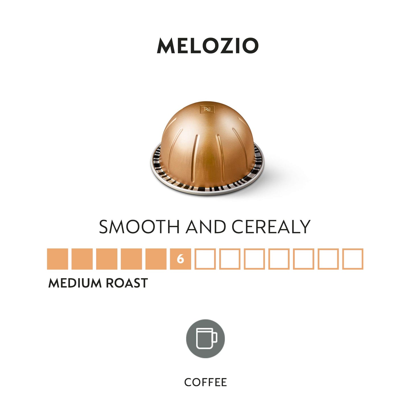 Nespresso Capsules Vertuo, Melozio, Medium Roast Coffee, 30-Count Coffee Pods, Brews 7.8oz
