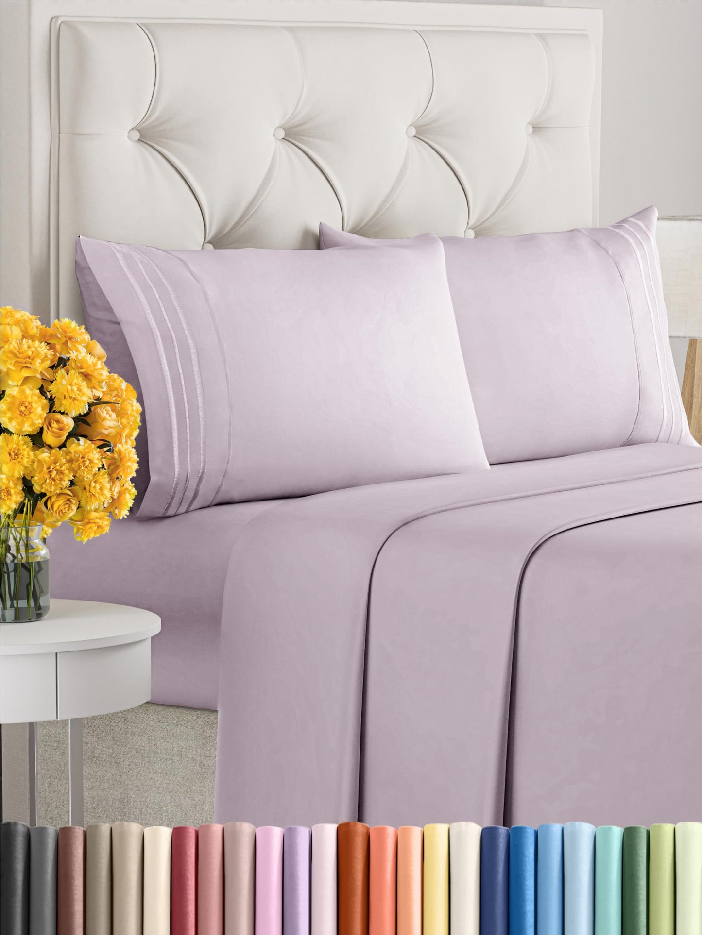 Queen Size 4 Piece Sheet Set - Comfy Breathable & Cooling Sheets - Hotel Luxury Bed Sheets for Women & Men - Deep Pockets, Easy-Fit, Extra Soft & Wrinkle Free Sheets - White Oeko-Tex Bed Sheet Set