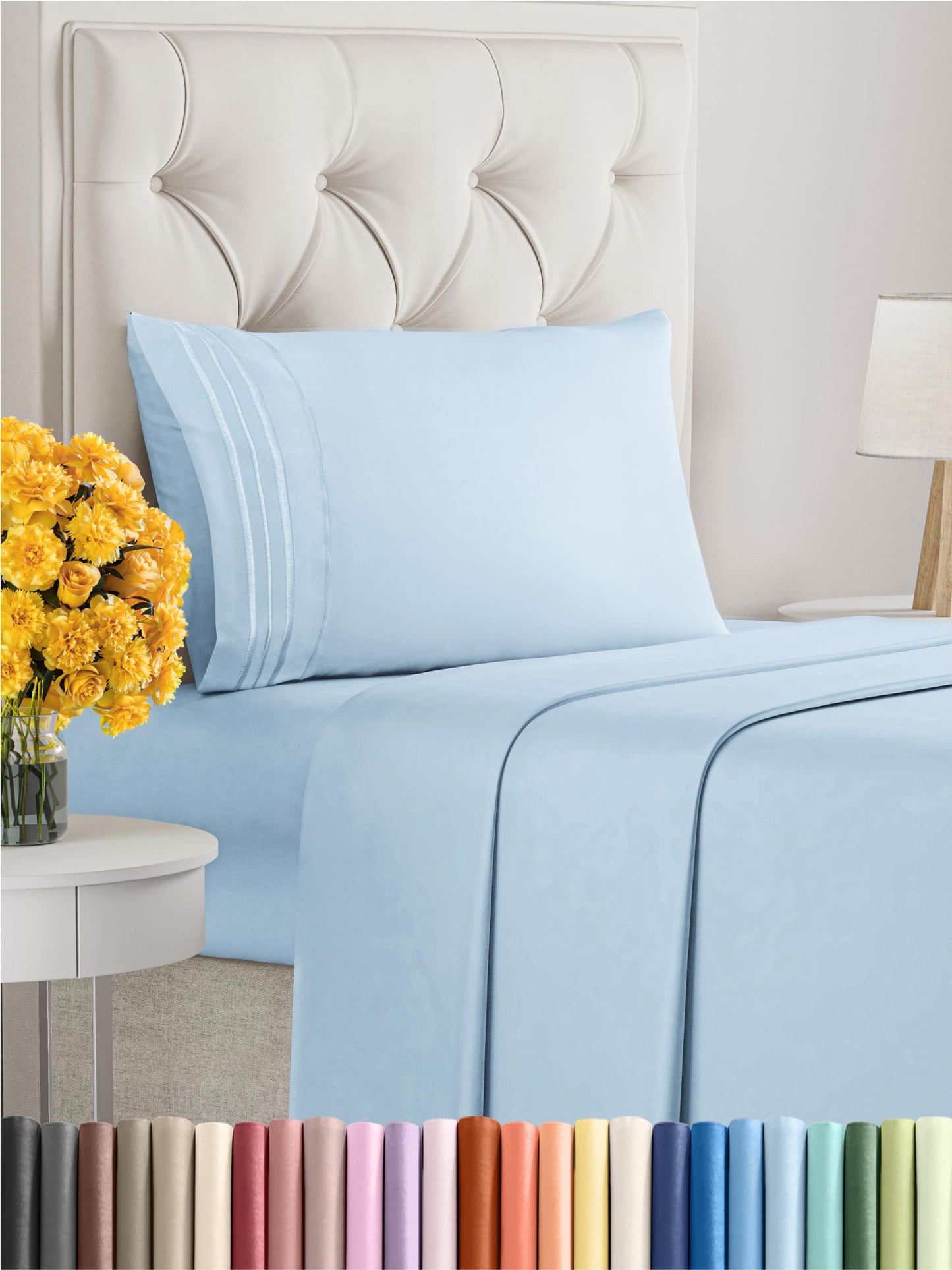 Queen Size 4 Piece Sheet Set - Comfy Breathable & Cooling Sheets - Hotel Luxury Bed Sheets for Women & Men - Deep Pockets, Easy-Fit, Extra Soft & Wrinkle Free Sheets - White Oeko-Tex Bed Sheet Set