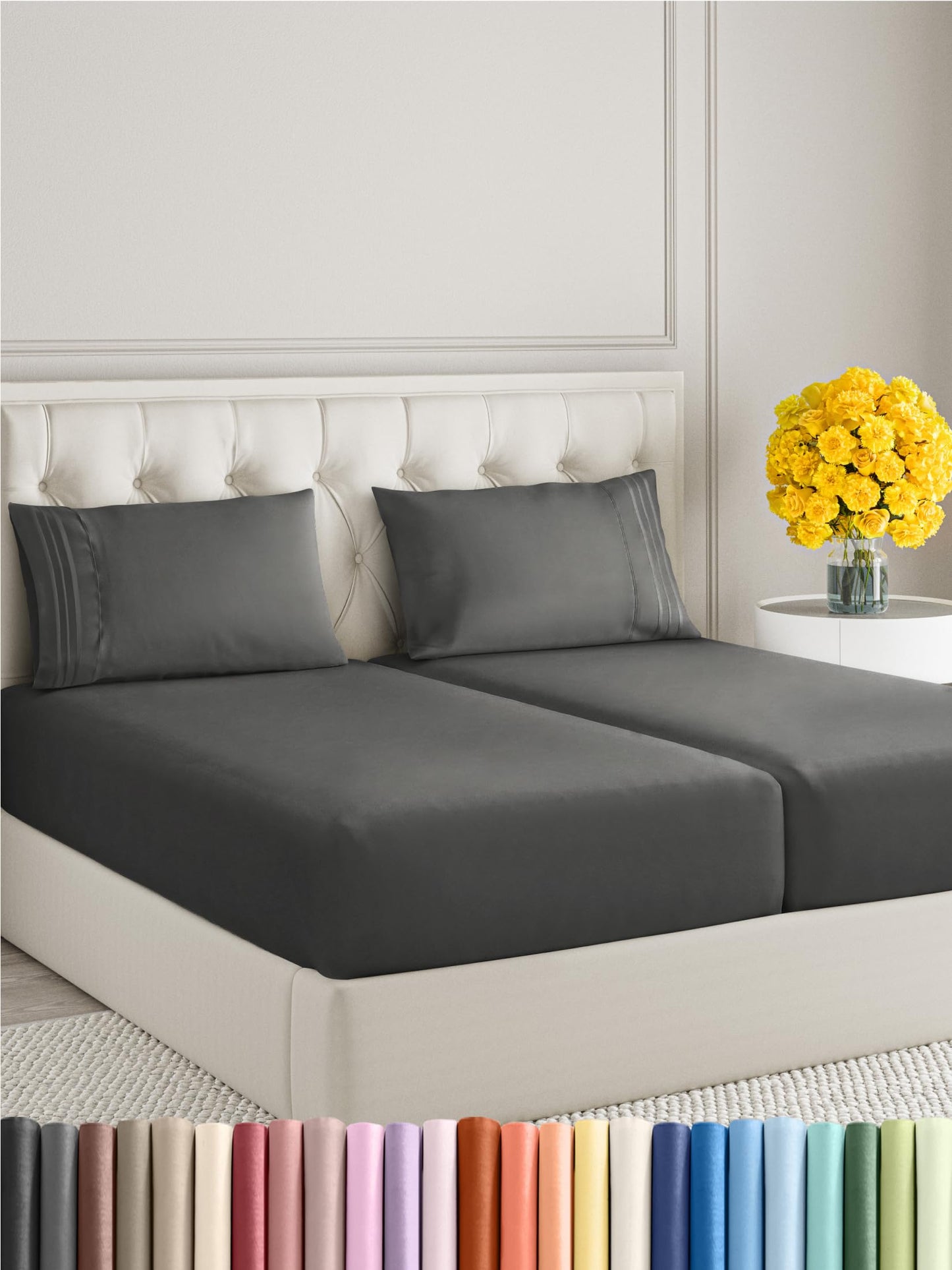 Queen Size 4 Piece Sheet Set - Comfy Breathable & Cooling Sheets - Hotel Luxury Bed Sheets for Women & Men - Deep Pockets, Easy-Fit, Extra Soft & Wrinkle Free Sheets - White Oeko-Tex Bed Sheet Set