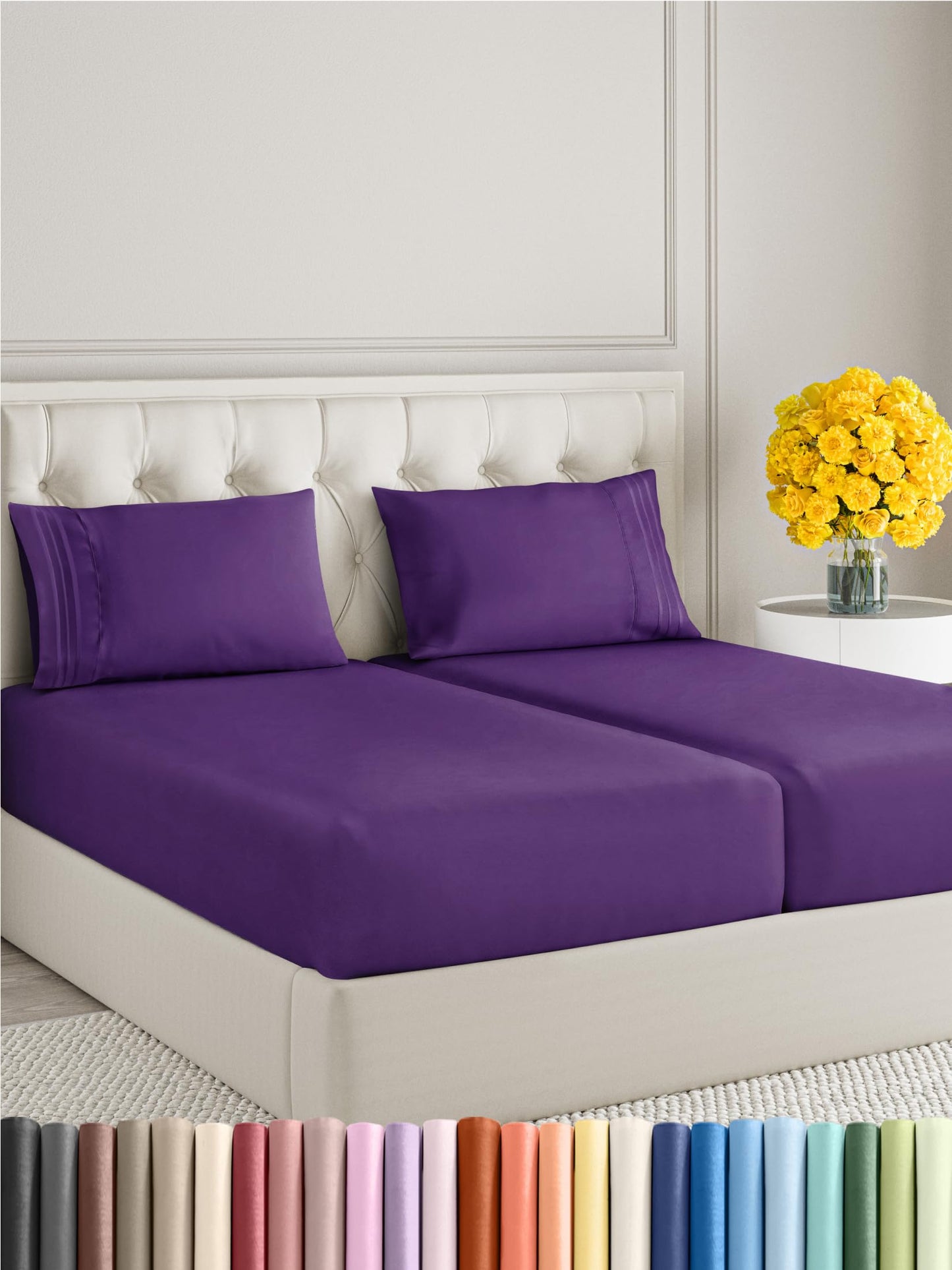 Queen Size 4 Piece Sheet Set - Comfy Breathable & Cooling Sheets - Hotel Luxury Bed Sheets for Women & Men - Deep Pockets, Easy-Fit, Extra Soft & Wrinkle Free Sheets - White Oeko-Tex Bed Sheet Set