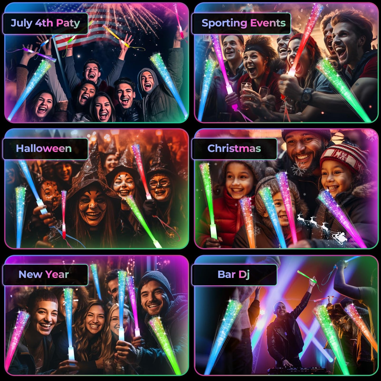 SHQDD28 PCS Glow Fiber Wands Sticks,LED Light Wands,Glow in the Dark Party Supplies,Fiber Optic Wands,LED Flashing Sticks,Fiber Optic Light Wand Stick for Party,Wedding,Halloween,New Year Party Favors