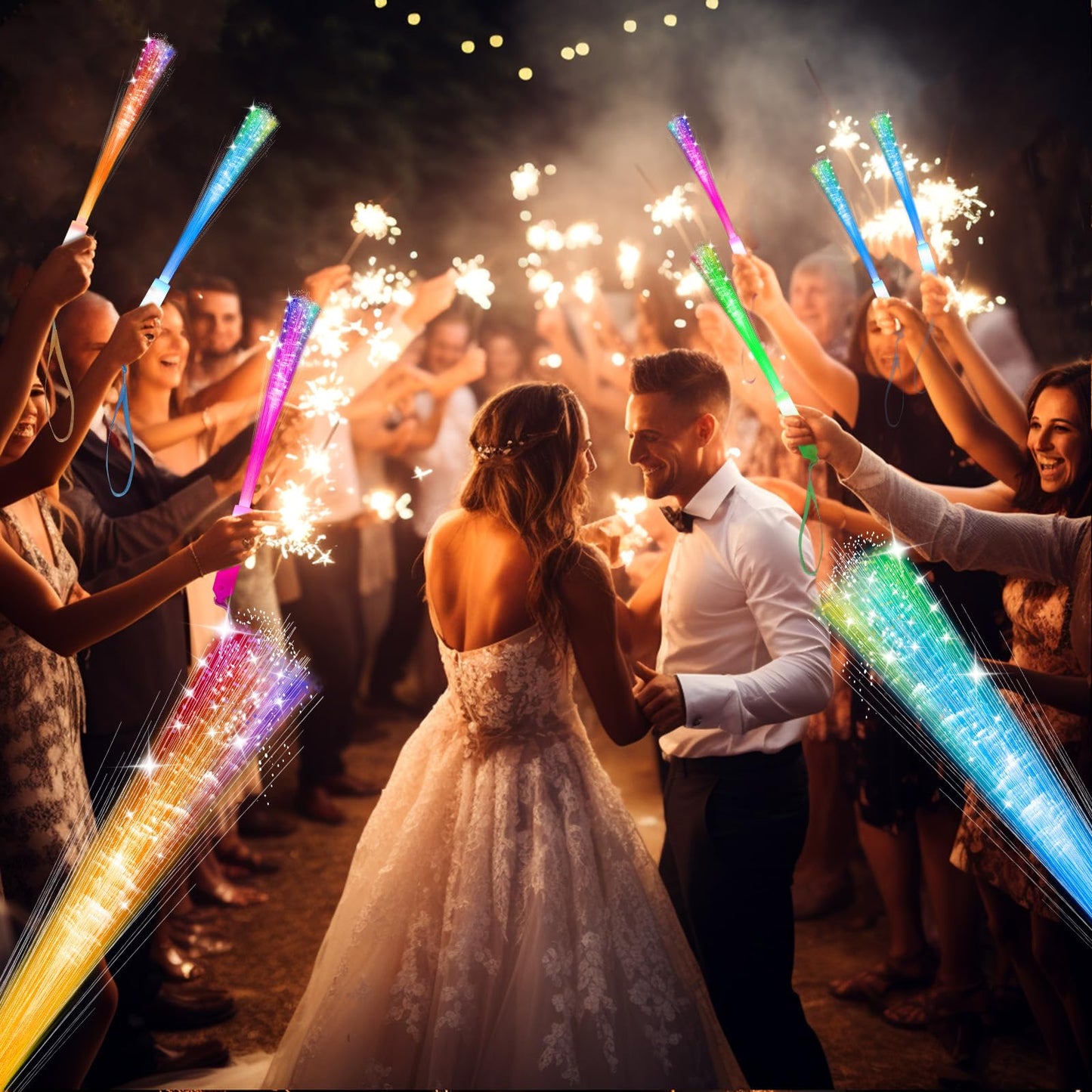 SHQDD28 PCS Glow Fiber Wands Sticks,LED Light Wands,Glow in the Dark Party Supplies,Fiber Optic Wands,LED Flashing Sticks,Fiber Optic Light Wand Stick for Party,Wedding,Halloween,New Year Party Favors