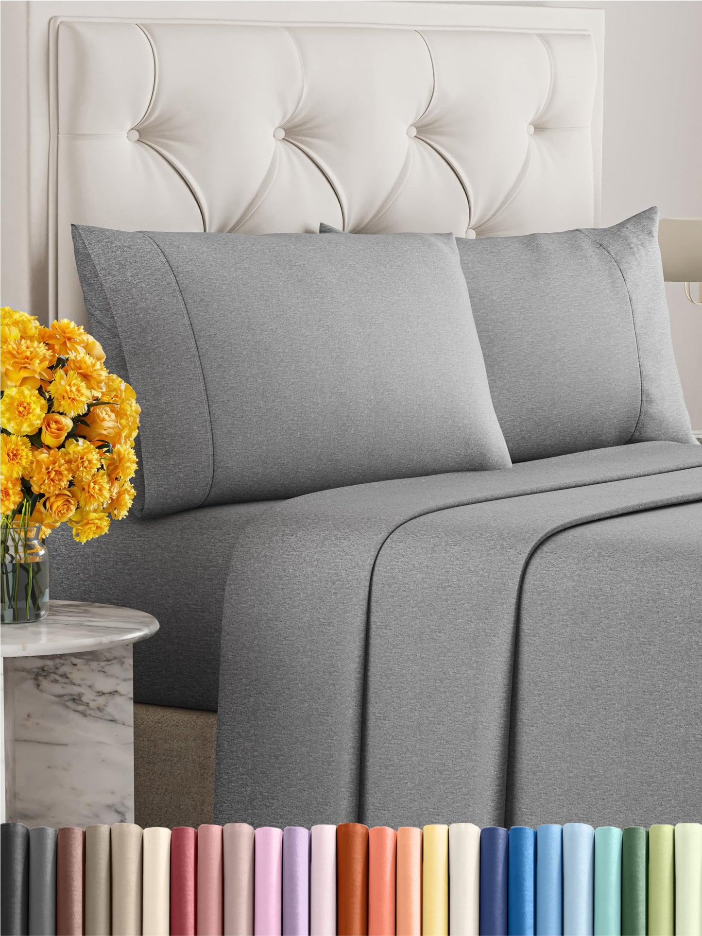 Queen Size 4 Piece Sheet Set - Comfy Breathable & Cooling Sheets - Hotel Luxury Bed Sheets for Women & Men - Deep Pockets, Easy-Fit, Extra Soft & Wrinkle Free Sheets - White Oeko-Tex Bed Sheet Set