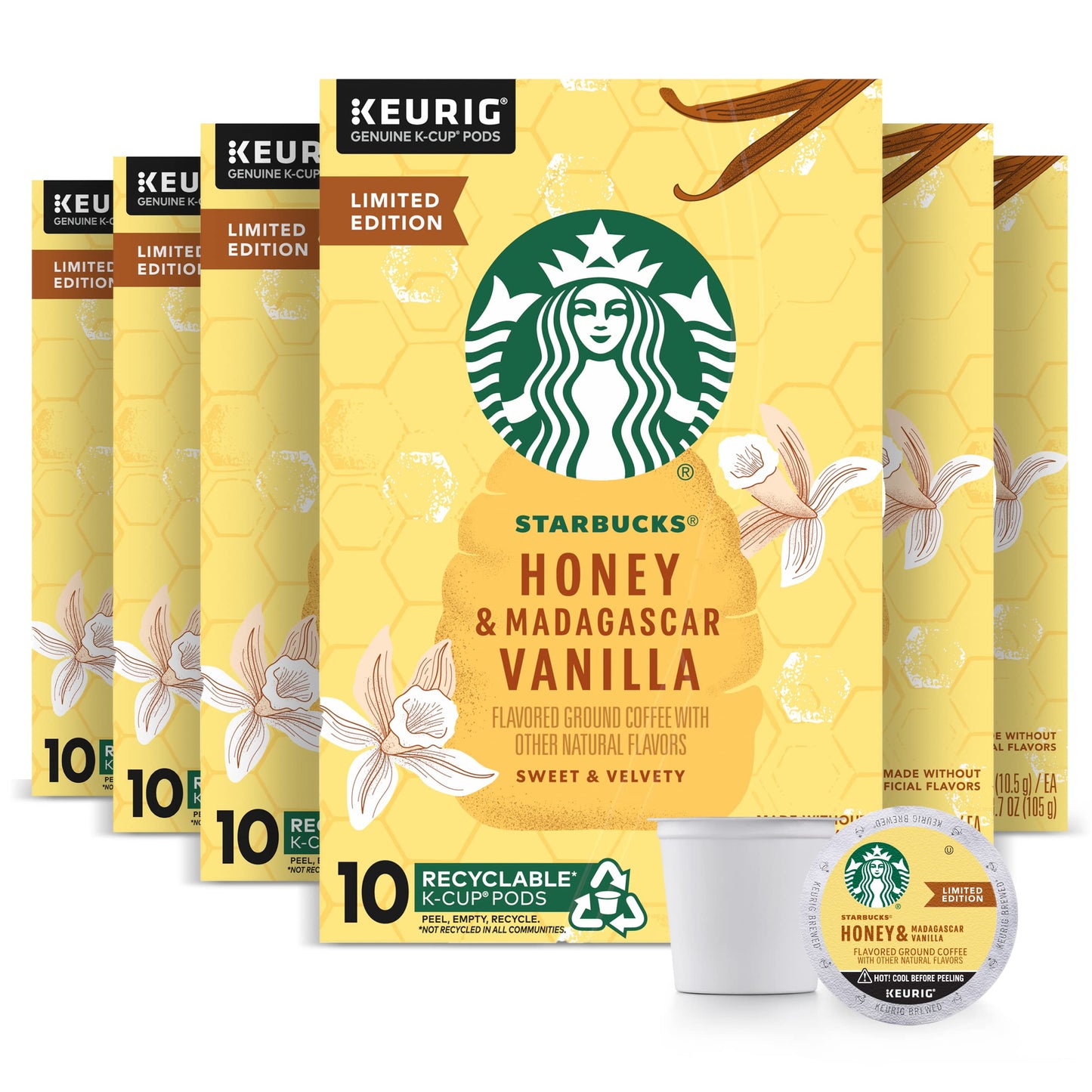 Starbucks K-Cup Coffee Pods, Naturally Flavored Coffee Variety Pack for Keurig Brewers, 100% Arabica, 1 Box (40 Pods)