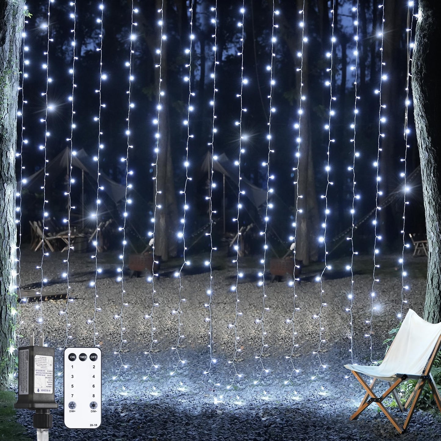 JMEXSUSS 300 LED Remote Control Christmas Curtain Lights, Plug in Fairy Curtain Lights Outdoor, Window Wall Hanging Curtain String Lights for Bedroom Backdrop Wedding Party Indoor Decor, Warm White