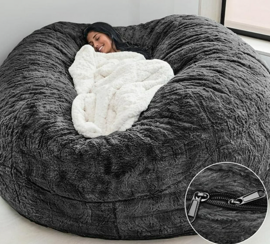 Bean Bag Chair for Adults & Kids Without Filling Comfy Fluffy Giant Round Beanbag Lazy Sofa Cover for Reading Chair Floor Chair, 5FT, Grey