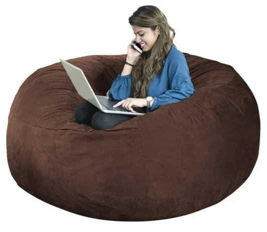 Bean Bag Chair, Oversize Bean Bag Chair for Adults, Comfy Chair Bean Bag Couch Lounge Sofa Loveseat Furniture | Brown Suede