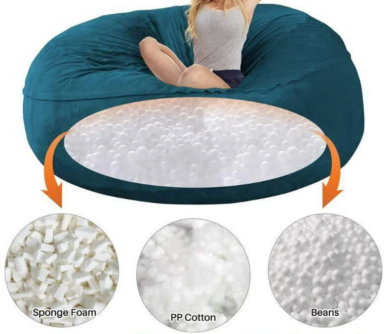 Bean Bag Chair, Oversize Bean Bag Chair for Adults, Comfy Chair Bean Bag Couch Lounge Sofa Loveseat Furniture | Dark Till Green Suede