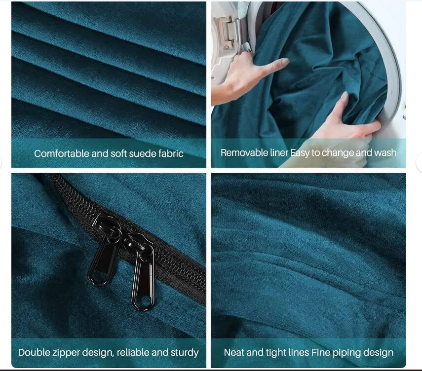 Bean Bag Chair, Oversize Bean Bag Chair for Adults, Comfy Chair Bean Bag Couch Lounge Sofa Loveseat Furniture | Dark Till Green Suede