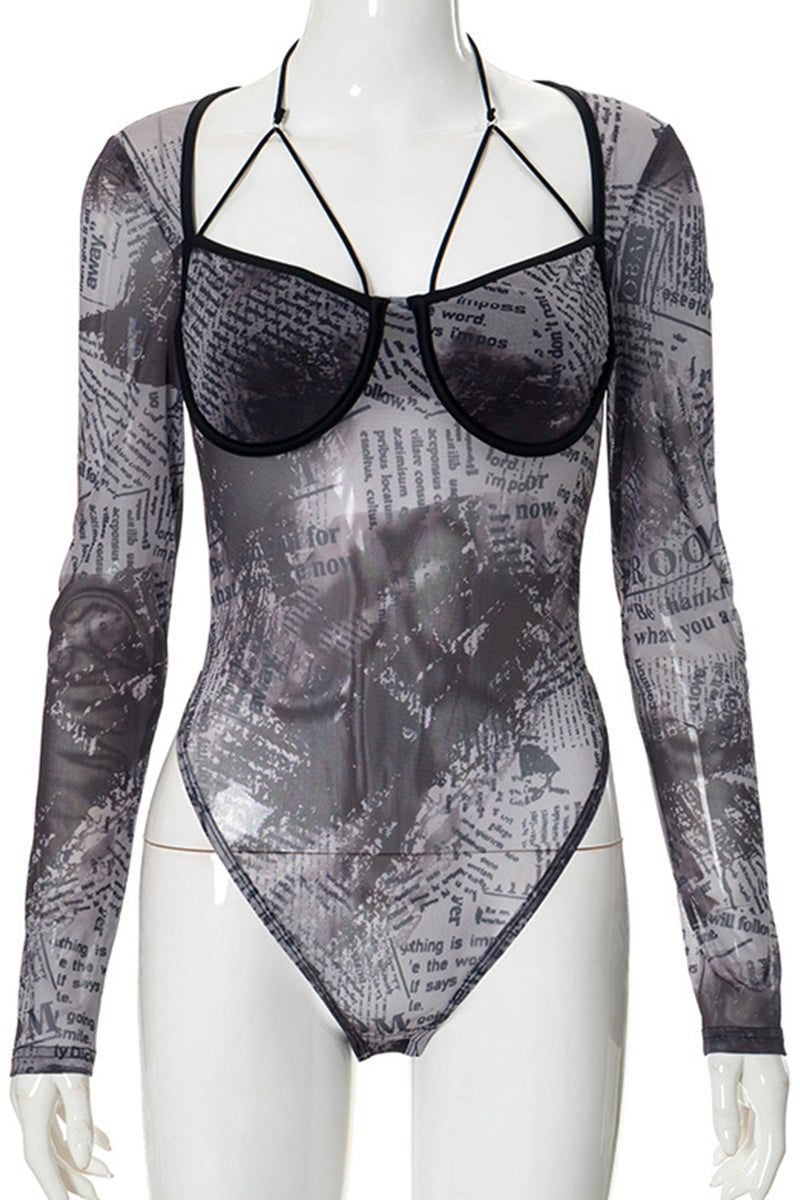 Women's Shape Black Sculpted Long Sleeve Sleeve Bodysuit