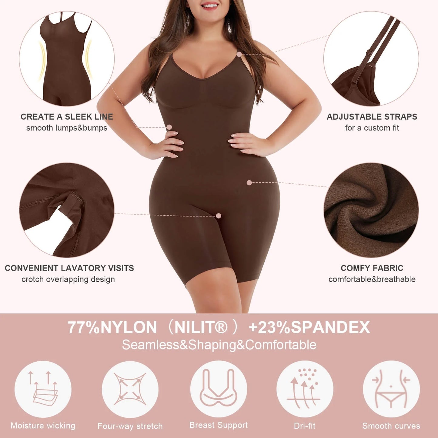 Black Seamless Sculpt Plus Size Full Body Shaper