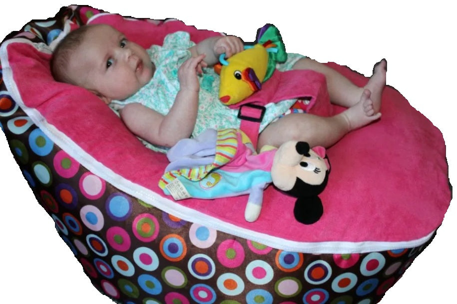 Babybooper Beanbag Soft Baby Cozy Baby Sitting Chair Nursery Pillow Safe. (Strawberry Bubble Gum) - Babybooper Beanbags