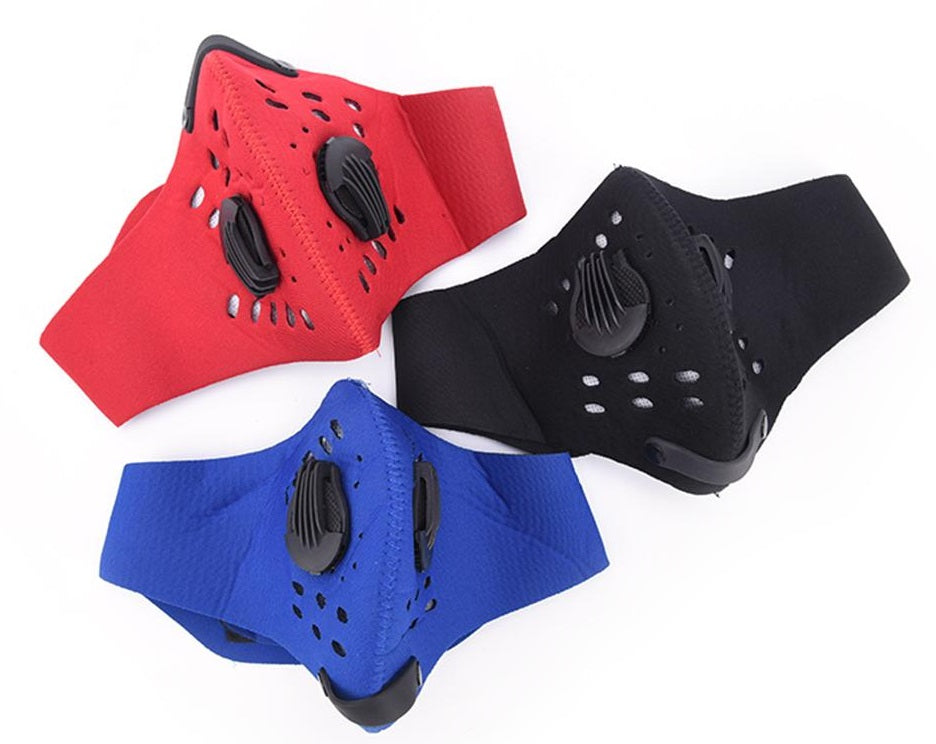 Cycling Half Face Mask PM 2.5 Carbon Filter Two Exhale Valves Dust-Proof Anti Pollution Smog Face Mask Sport Cover Shield