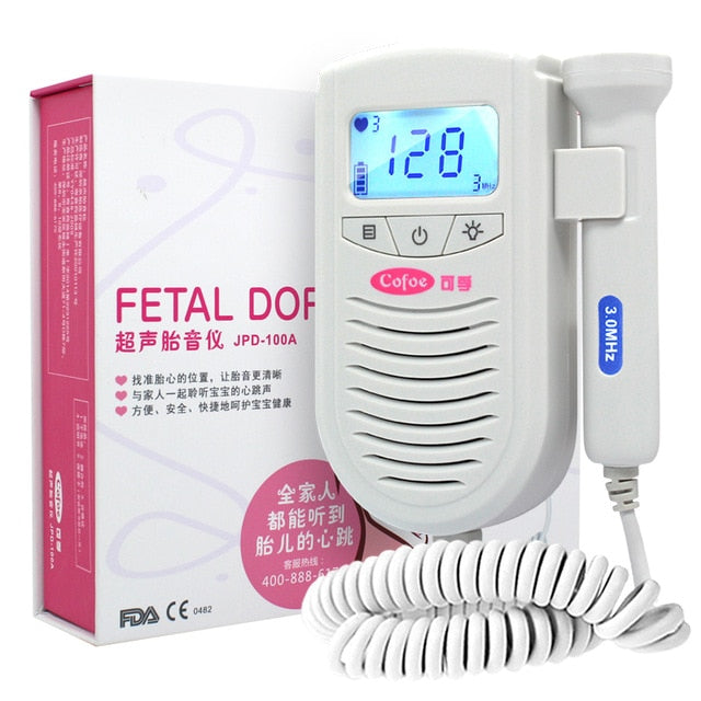 Fetal Doppler Ultrasound Baby Heartbeat Detector Home Pregnant Doppler Baby Heart Rate Monitor Pocket Doppler monitor 3.0M