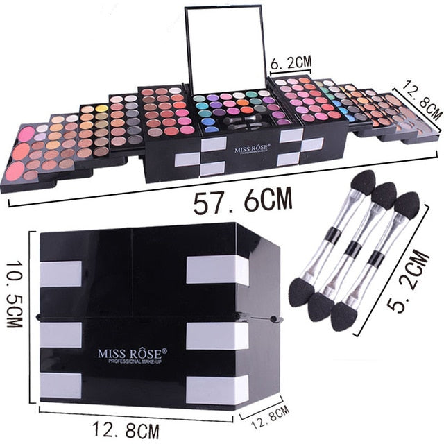 MISS ROSE Brand 180color Eyeshadow Palette Matte Nude Shimmer Long Lasting Eye Shadow Palette With Brush Eyebrow Powder Blusher