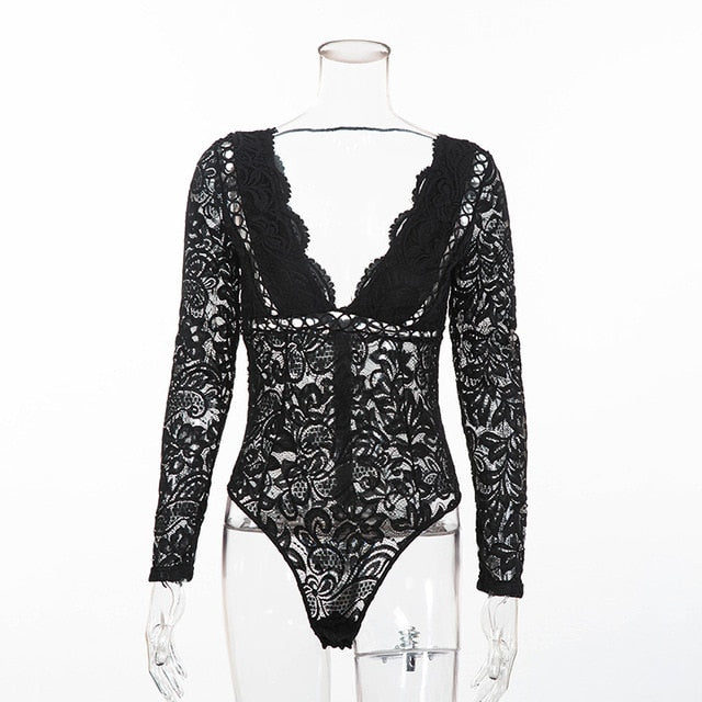 Women Black White Lace Club Suit