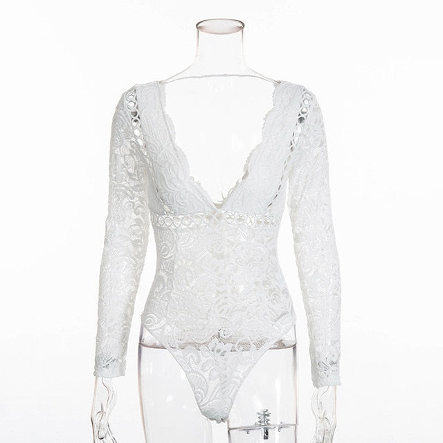 Women Black White Lace Club Suit