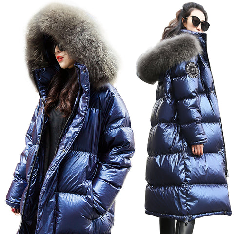 Image of Women Down Jacket 2020 New Winter Coat big Real Fur Collar Women Long Paragraph Thickening Warm Hooded For Female Parka YRF14