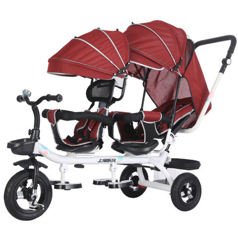 Image of Permanent Second Child Artifact Tricycle Child Double Bicycle Twin Baby Stroller Baby Stroller Children Bed