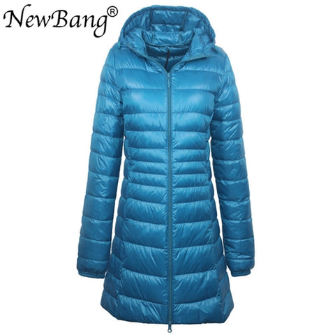 Image of NewBang 8XL Ladies Long Warm Down Coat With Portable Storage Bag Women Ultra Light Down Jacket Women's Overcoats Hip-Length