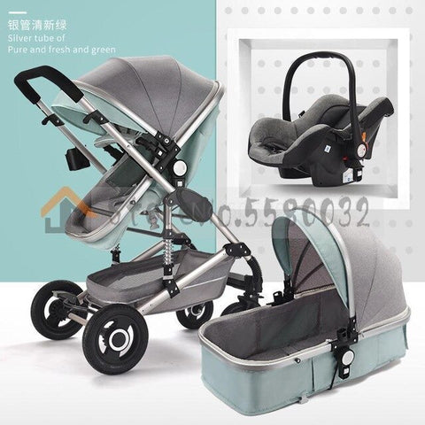 Image of Baby Stroller With High View Can Be Sitting, Lying, Folding, Bi-directional Shock Absorber For Newborns,    Child