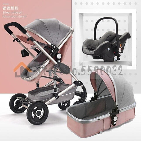 Image of Baby Stroller With High View Can Be Sitting, Lying, Folding, Bi-directional Shock Absorber For Newborns,    Child