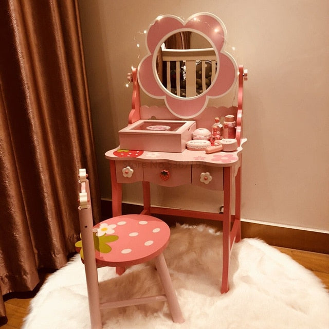 Girl's Birthday 61 Gift Princess Simulated Dressing Table Children Home Wooden Toys