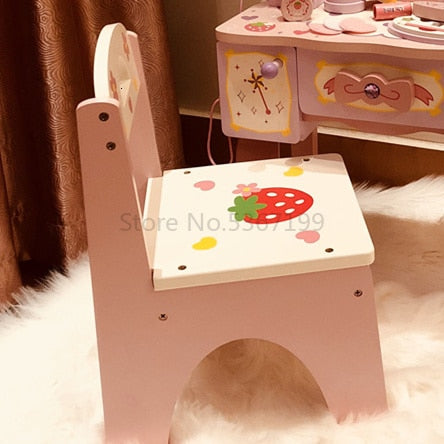 Image of Girl's Birthday 61 Gift Princess Simulated Dressing Table Children Home Wooden Toys