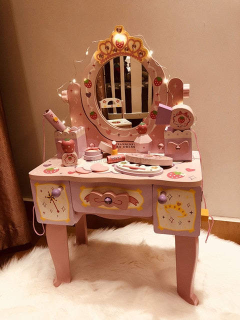 Girl's Birthday 61 Gift Princess Simulated Dressing Table Children Home Wooden Toys